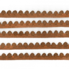 CHERRY PIT BROWN MINI POM POM TRIM - 1 Yard