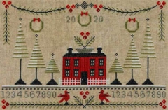 CRANBERRY CHRISTMAS CROSS STITCH KIT - 36 Count Linen (Includes Pattern)