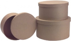 PAPER MACHE - THREE ROUND NESTING BOXES WITH LIDS