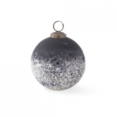 BLACK & WHITE GLASS ORNAMENT WITH SPECKLES -SALE