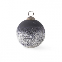 BLACK & WHITE GLASS ORNAMENT WITH SPECKLES