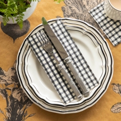 BLACK PAINTED CHECK GUEST NAPKINS