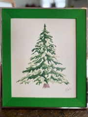 WATERCOLOR CHRISTMAS TREE PRINT 11 x 14 -STYLE ONE