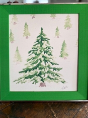 WATERCOLOR CHRISTMAS TREE PRINT 5 X 7 - STYLE TWO