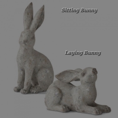 DISTRESSED GREY SITTING BUNNY