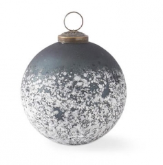 GREEN & WHITE GLASS ORNAMENT WITH SPECKLES -SALE