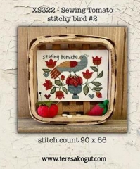 SEWING TOMATO CROSS STITCH PATTERN #2 -STITCHY BIRD