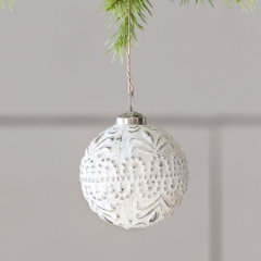 ST LUCIA EMBOSSED GLASS BALL ORNAMENT -SALE