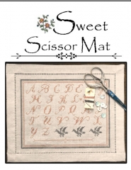 SWEET SCISSOR MAT CROSS STITCH KIT - 40 count linen (Includes Pattern)
