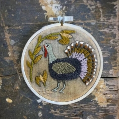 "TINY TIM TURKEY" Folk Embroidery Pattern