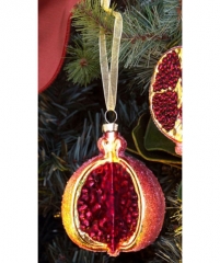 BEADED GLASS POMEGRANATE ORNAMENT- STYLE 2 -SALE