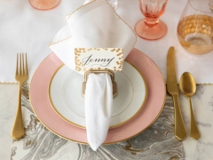 BRASS NAPKIN RING WITH PLACE CARD HOLDER