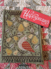 FIRST DAY OF CHRISTMAS SAMPLER & TREE - 32 count linen (Includes Pattern)