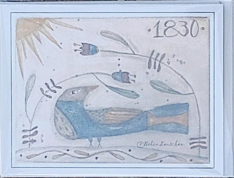 Folk Art Fancies "1830 FRAKTUR BIRD" NOTECARDS - Set of 5