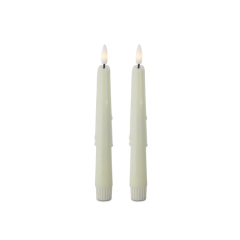 8 INCH LED DRIP CANDLES WITH TIMER - Ivory - Set of 2