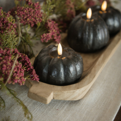 3 inch BLACK 3D FLAME SHORT PUMPKIN CANDLE