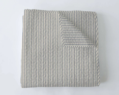 Ida Mae TICKING STRIPE QUILT - Linen/Navy - Twin Size