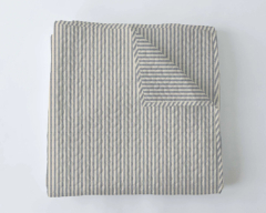 Ida Mae TICKING STRIPE QUILT - Linen/Navy - Twin Size