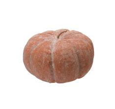 METAL & PAPER MACHE PUMPKIN, Distressed Finish, Orange Color - MEDIUM