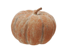 METAL & PAPER MACHE PUMPKIN, Distressed Finish, Orange Color - LARGE