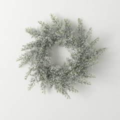 WHITE BUBBLE CEDAR MINI WREATH - 14.5"