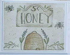 Folk Art Fancies "HONEY 5 CENTS" NOTECARDS - Set of 5