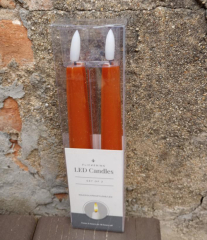 8 INCH LED DRIP CANDLES WITH TIMER - Rust Color - Set of 2