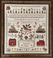 "SARAH A. SANDERSON 1874" Sampler Cross Stitch Pattern
