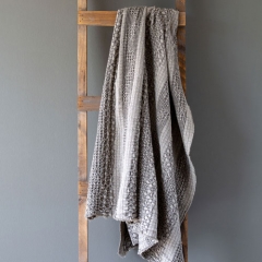 HEATHERED WAFFLE WEAVE THROW - GREY