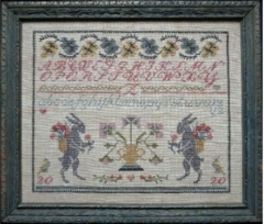A TWO RABBIT SAMPLER CROSS STITCH Pattern