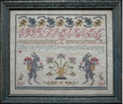 A TWO RABBIT SAMPLER CROSS STITCH