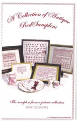A COLLECTION OF ANTIQUE RED SAMPLERS CROSS STITCH PATTERN