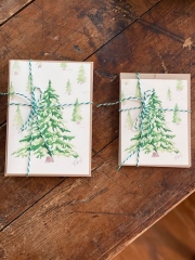 WATERCOLOR CHIRSTMAS TREE CARD WITH ENVELOPE - 5 X 7 - PACKAGE OF 6