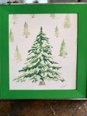WATERCOLOR CHRISTMAS TREE PRINT 11 x 14 -STYLE TWO