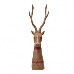 DEER HEAD WITH CARVED WOOD FINISH