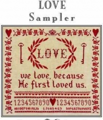 LOVE SAMPLER CROSS STITCH PATTERN