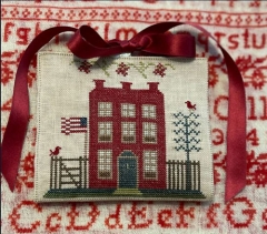 RED  HOUSE PATRIOITIC ETUI CROSS STITCH PATTERN