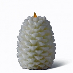 WHITE WAX SNOWY PINECONE LUMINARA INDOOR CANDLE