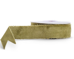 1.5" OLIVE GREEN VELVET RIBBON - SOLD BY YARD