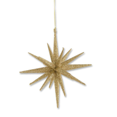 6"- 18 POINT GOLD GLITTER STAR ORNAMENT 53400B-GD