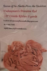 SHAKESPEARE'S PRIMITIVE RED 1/2" CRINKLE RIBBON - 3 YARDS