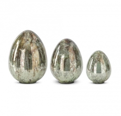 RUSTED MERCURY GLASS EASTER EGGS - Set of 3