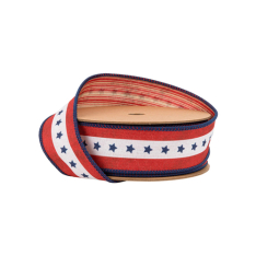 1.5" NATURAL PATRIOTIC BLUE STAR RIBBON - SOLD BY YARD