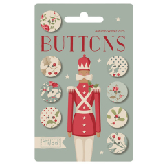 Merry Little Christmas FABRIC COVERED BUTTONS | 8 Pieces, 16 mm  | SOLD OUT