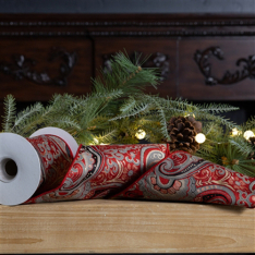 6" WIDE PAISLEY WIRED RIBBON - 5 Yard Spool