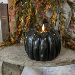 5 inch BLACK 3D FLAME PUMPKIN CANDLE