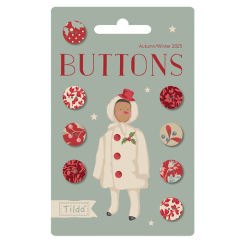 Merry Little Christmas FABRIC COVERED BUTTONS | 8 Pieces, 12 mm  | SOLD OUT