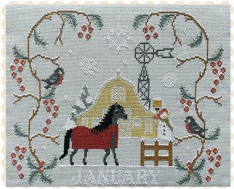 BARN CALENDAR JANUARY Cross Stitch Pattern