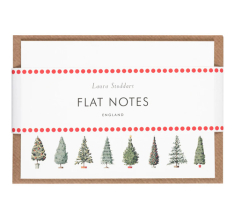 CHRISTMAS TREES - 12 Illustrated Flat Notes with Envelopes, 1 Design