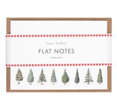 CHRISTMAS TREES - 12 Illustrated Flat Notes with Envelopes, 1 Design